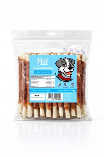 Przysmak dla psa PETI Pałeczki owinięte kaczką 500g Smakołyk treningowy