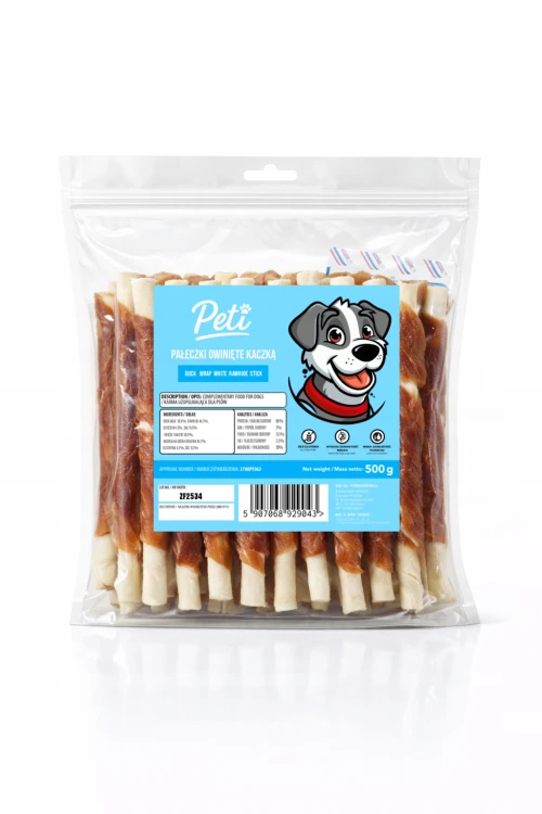 Przysmak dla psa PETI Pałeczki owinięte kaczką 500g Smakołyk treningowy