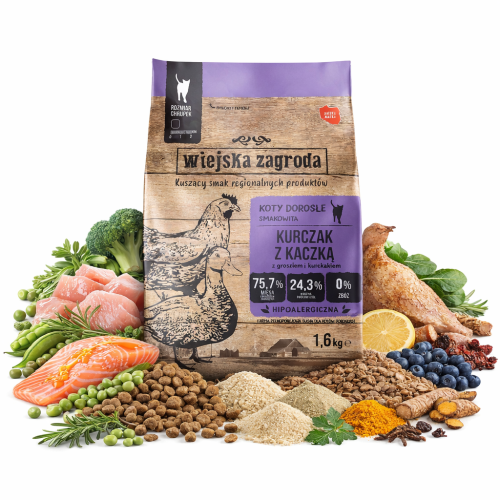 WIEJSKA ZAGRODA sucha karma dla kota Kurczak z kaczką 1,6kg