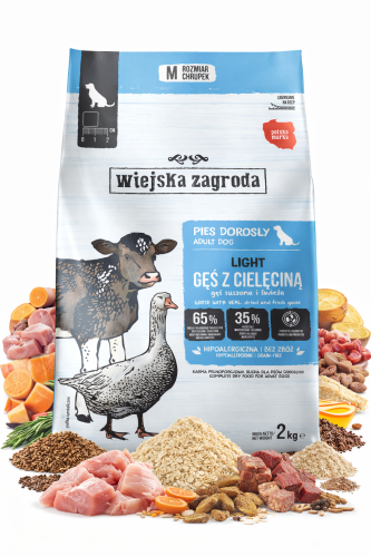 WIEJSKA ZAGRODA Karma sucha dla psa LIGHT Gęś z cielęciną 2kg