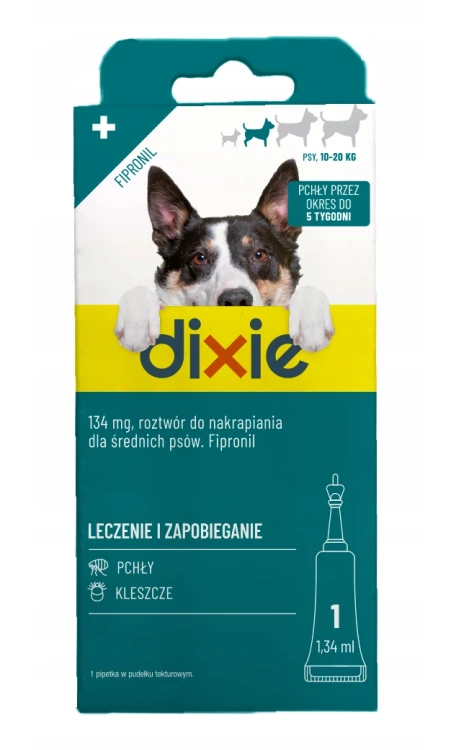 DIXIE SPOT-ON Krople na PCHŁY I KLESZCZE dla średnich psów 10-20kg