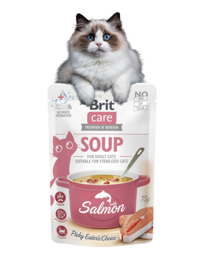 BRIT Care Cat Mokra karma dla kotów sterylizowanych ZUPA ŁOSOŚ 75g Soup
