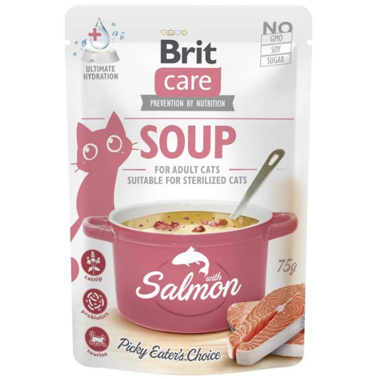 BRIT Care Cat Mokra karma dla kotów sterylizowanych ZUPA ŁOSOŚ 75g Soup
