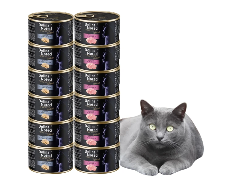 DOLINA NOTECI PREMIUM Sterilised Mokra karma dla kota MIX smaków 12x185g