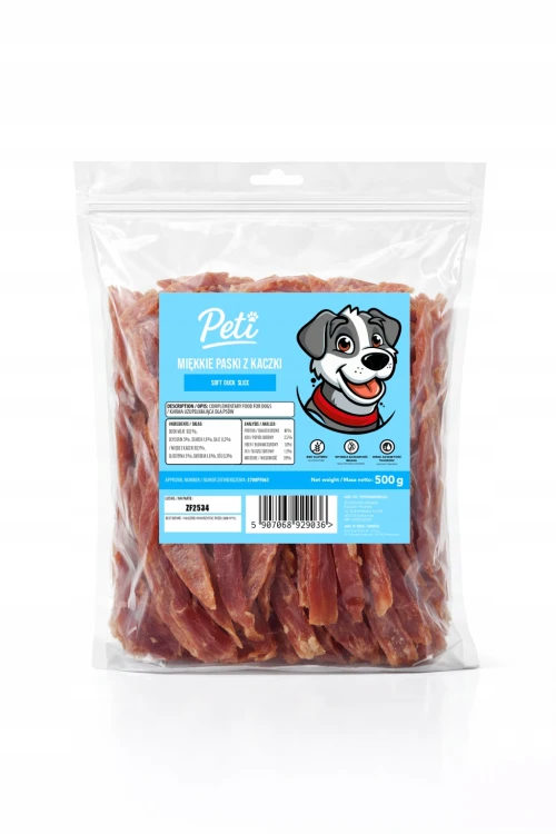 Przysmak dla psa PETI Miękkie paski z kaczki 500g Smaczki