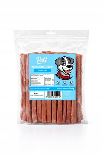 Przysmak dla psa PETI Miękkie paski z królika 500g Smaczki