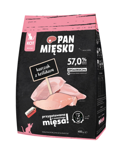 Pan Mięsko Karma sucha dla kociąt Kurczak z królikiem chrupki XS 400g
