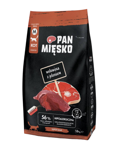 Pan Mięsko Karma sucha dla kota Wołowina z jeleniem chrupki M 1,6kg