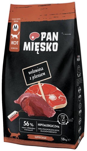 Pan Mięsko Karma sucha dla kota Wołowina z jeleniem chrupki M 1,6kg