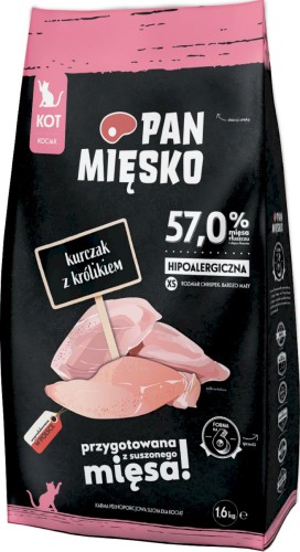 Pan Mięsko Karma sucha dla kociąt Kurczak z królikiem chrupki XS 1,6kg