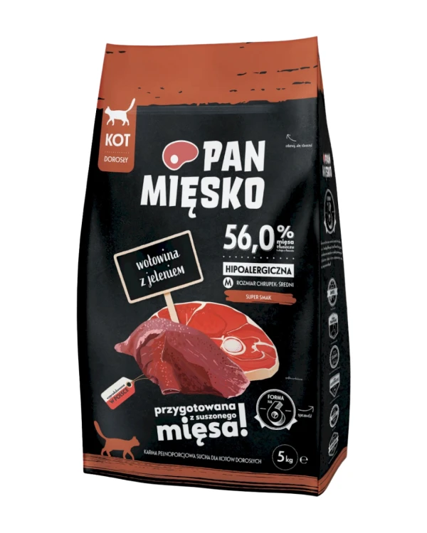 Pan Mięsko Karma sucha dla kota Wołowina z jeleniem chrupki M 5kg