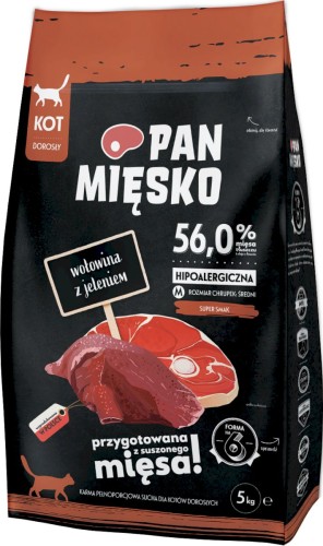 Pan Mięsko Karma sucha dla kota Wołowina z jeleniem chrupki M 5kg