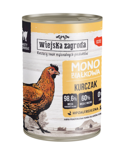 Wiejska Zagroda Karma mokra dla kota Monobiałkowa Kurczak 400g