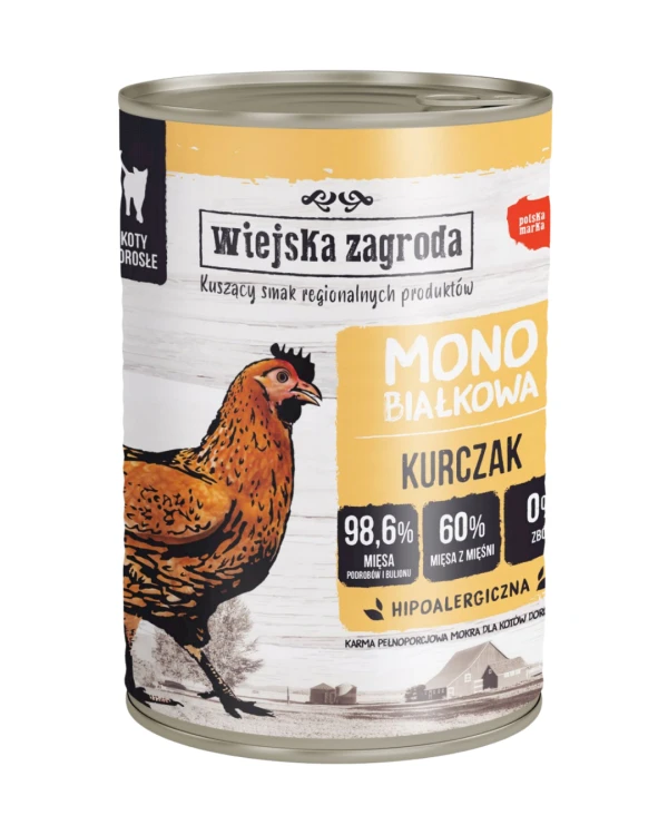 Wiejska Zagroda Karma mokra dla kota Monobiałkowa Kurczak 400g