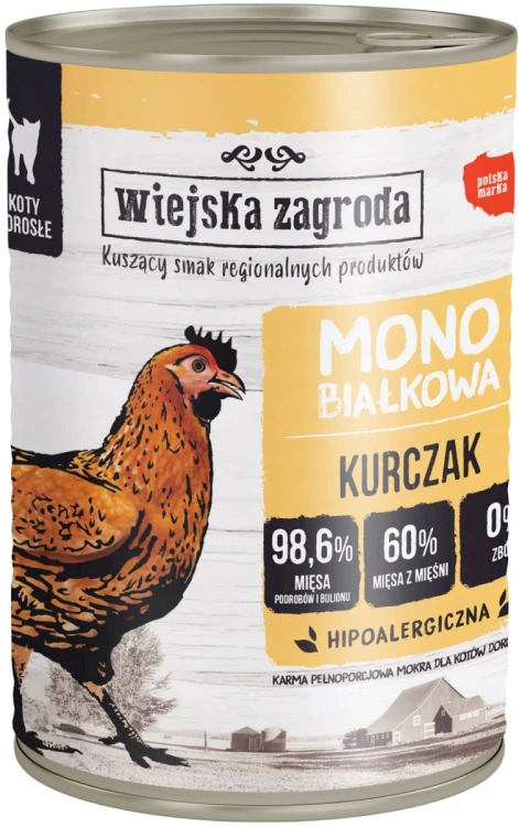 Wiejska Zagroda Karma mokra dla kota Monobiałkowa Kurczak 400g