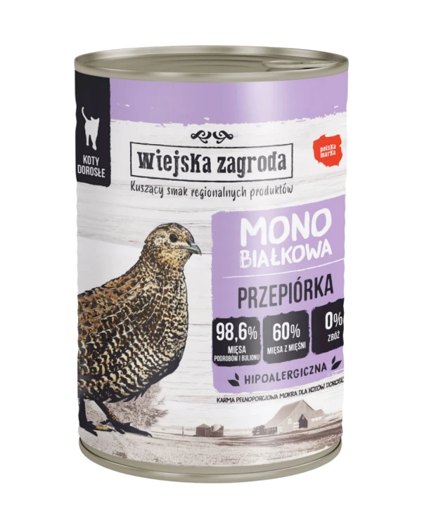 Wiejska Zagroda Karma mokra dla kota Monobiałkowa Przepiórka 400g