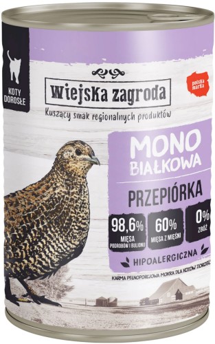 Wiejska Zagroda Karma mokra dla kota Monobiałkowa Przepiórka 400g