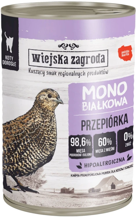 Wiejska Zagroda Karma mokra dla kota Monobiałkowa Przepiórka 400g