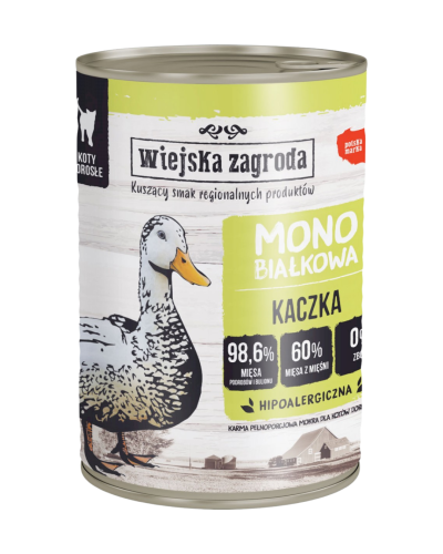 Wiejska Zagroda Karma mokra dla kota Monoproteinowa Kaczka 400g