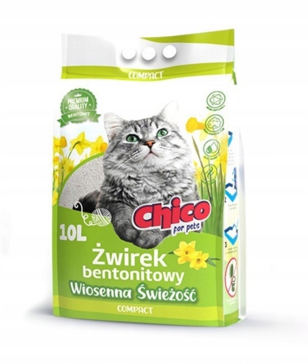 CHICO Żwirek bentonitowy dla kota Wiosenna Świeżość 10l drobny