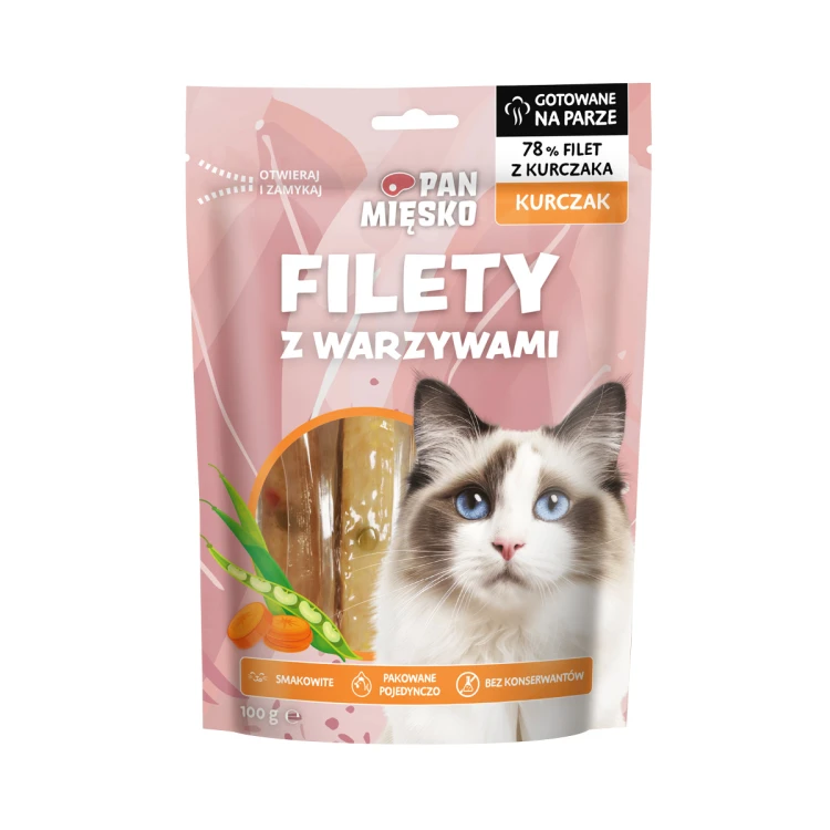 Pan Mięsko Przysmak dla kota MIX SMAKÓW 12x100g FILETY