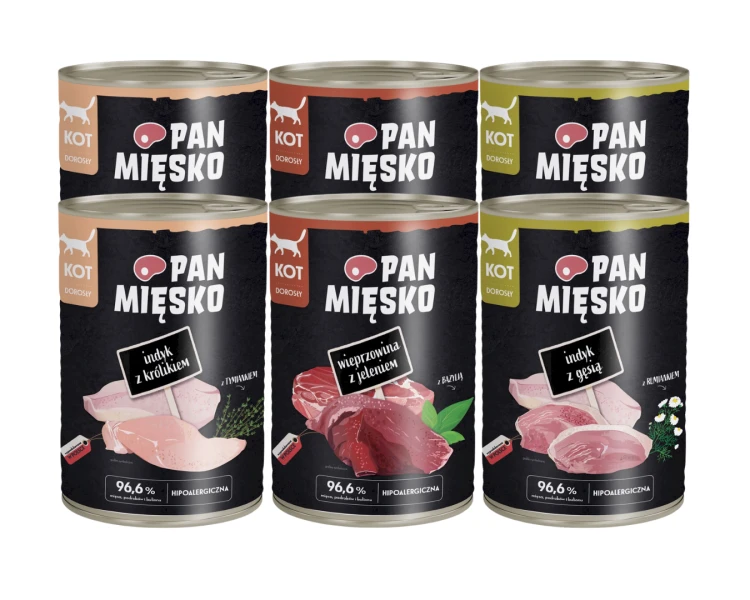 PAN MIĘSKO Karma mokra dla kota dorosłego MIX 6x400g
