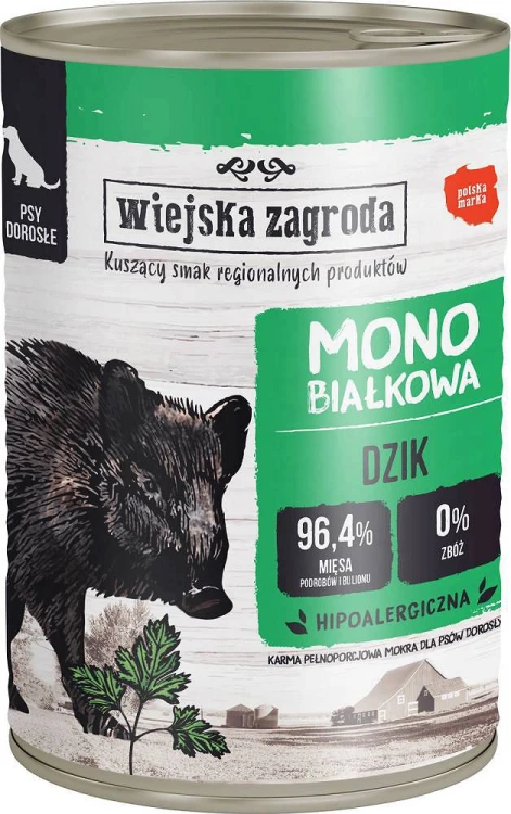 WIEJSKA ZAGRODA Karma mokra dla psa Monobiałkowa 10x400g