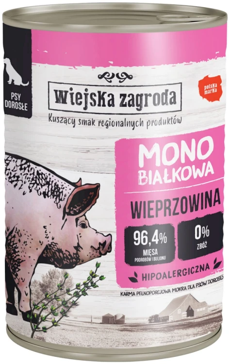 WIEJSKA ZAGRODA Karma mokra dla psa Monobiałkowa 10x400g