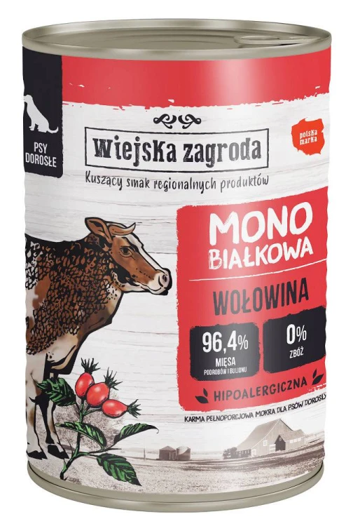 WIEJSKA ZAGRODA Karma mokra dla psa Monobiałkowa 10x400g