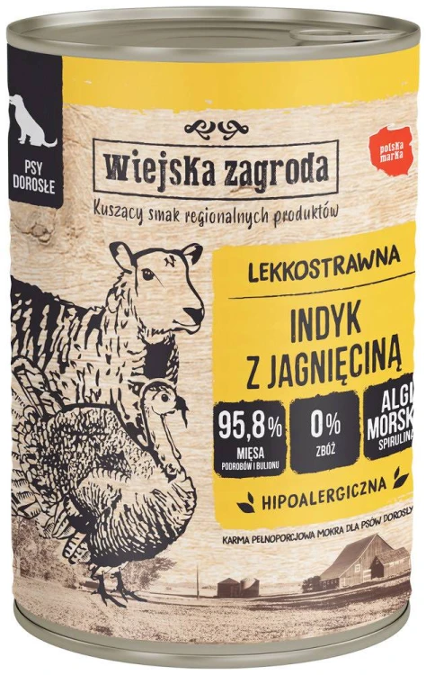 WIEJSKA ZAGRODA Karma mokra dla psa MIX 12x400g