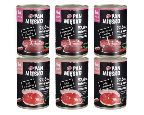 PAN MIĘSKO Karma mokra dla psa Szczeniak MIX 6x400g