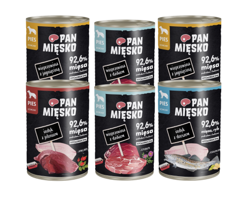 PAN MIĘSKO Karma mokra dla psa MIX 6x400g