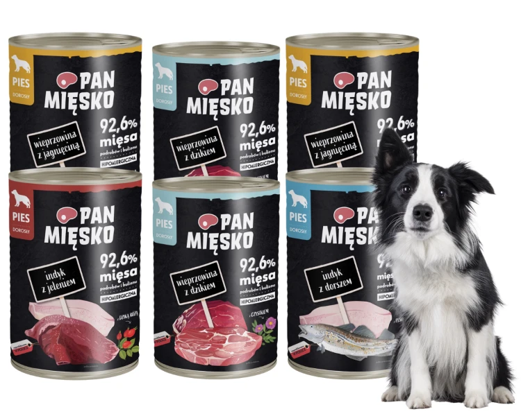 PAN MIĘSKO Karma mokra dla psa MIX 6x400g