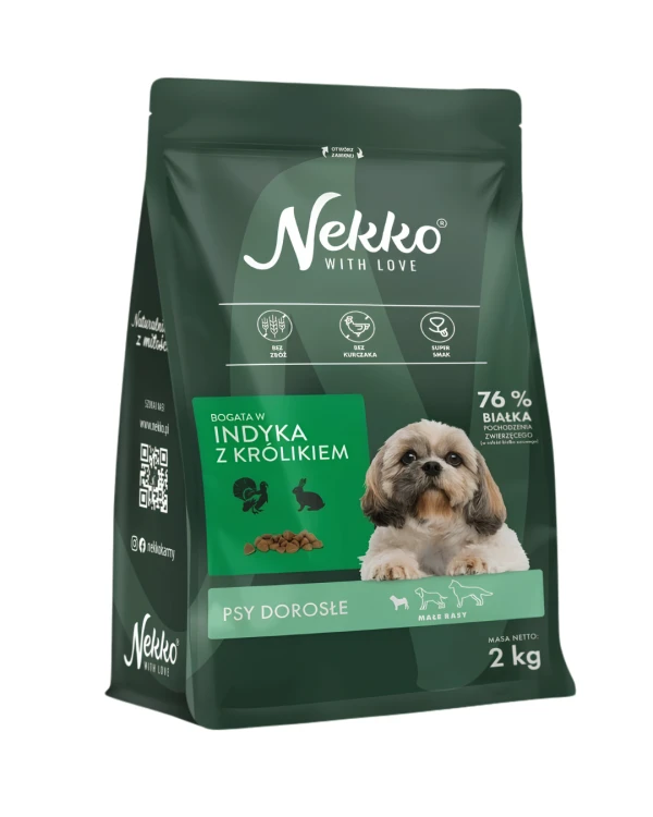 NEKKO Karma sucha dla psa Indyk z królikiem 2kg MAŁE RASY