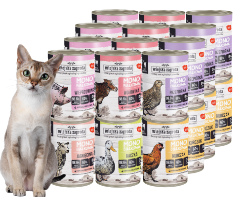 Wiejska Zagroda Karma mokra dla kota Monobiałkowa MIX 24x400g