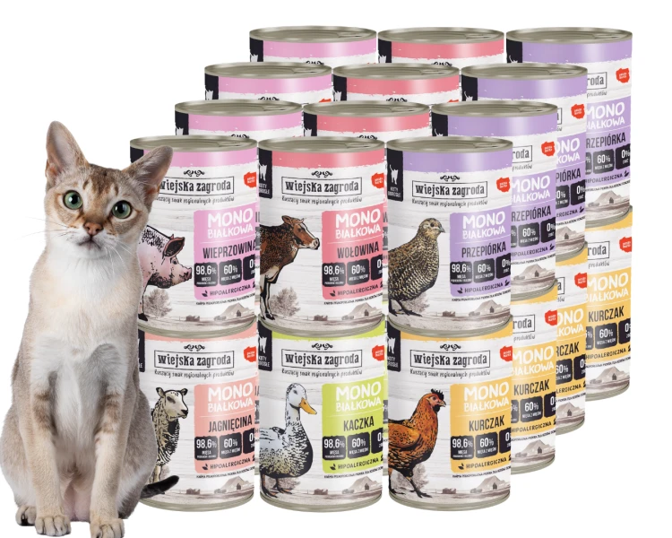 Wiejska Zagroda Karma mokra dla kota Monobiałkowa MIX 24x400g