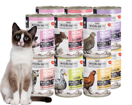 Wiejska Zagroda Karma mokra dla kota Monobiałkowa MIX 12x400g