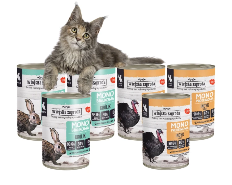 Wiejska Zagroda Karma mokra dla kociąt Monobiałkowa MIX 6x400g