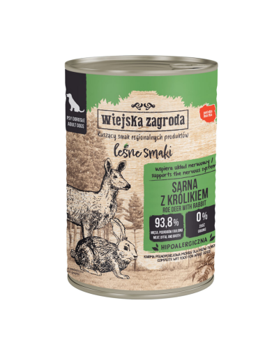 WIEJSKA ZAGRODA Karma mokra dla psa Sarna z Królikiem LEŚNE SMAKI 400g