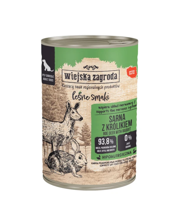 WIEJSKA ZAGRODA Karma mokra dla psa Sarna z Królikiem LEŚNE SMAKI 400g