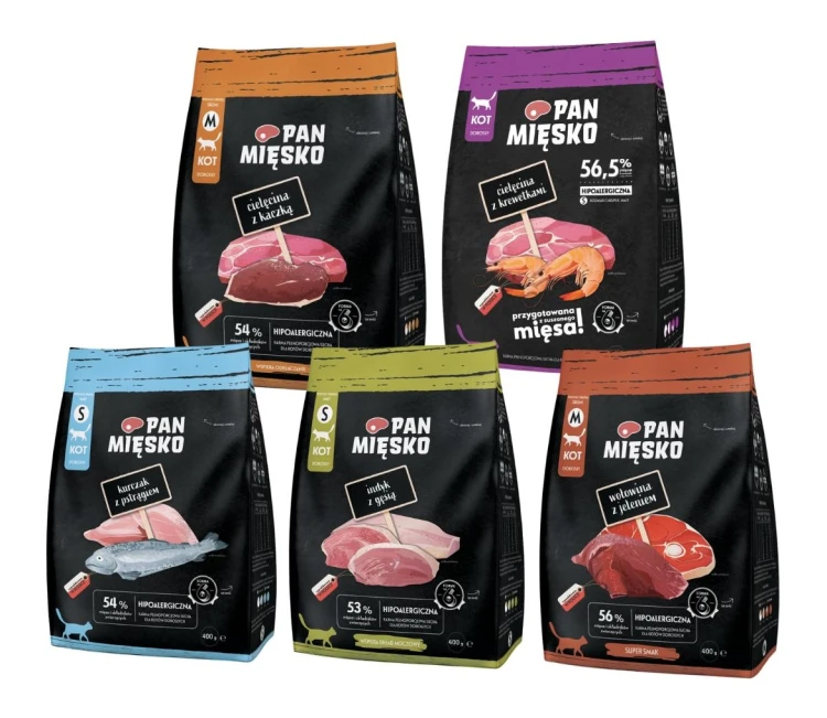 PAN MIĘSKO Karma sucha dla kota MIX SMAKÓW 5x400g chrupki