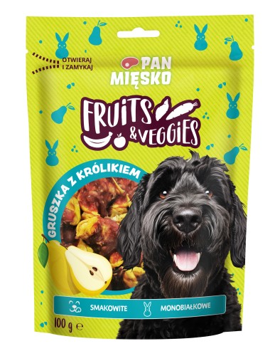 PAN MIĘSKO Przysmak dla psa Fruits&Veggies Gruszka z królikiem 100g