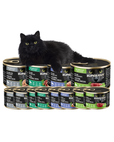Karma dla kotów  SUPER RAFI CAT MIX smaków  12x185g
