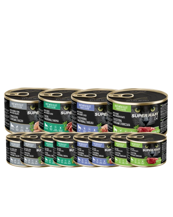 Karma dla kotów  SUPER RAFI CAT MIX smaków  12x185g