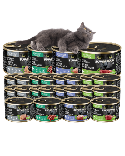 Karma dla kotów  SUPER RAFI CAT MIX smaków 24x185g