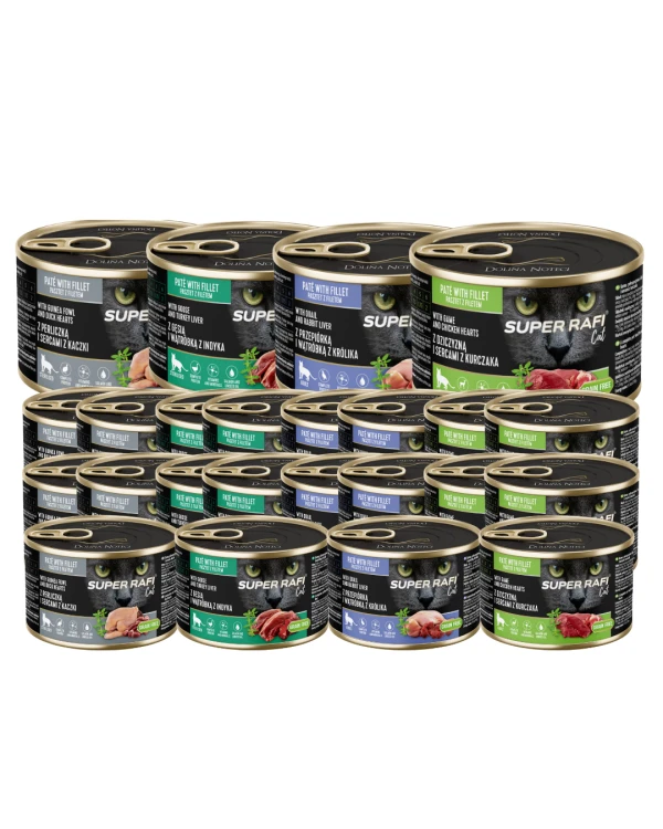 Karma dla kotów  SUPER RAFI CAT MIX smaków 24x185g