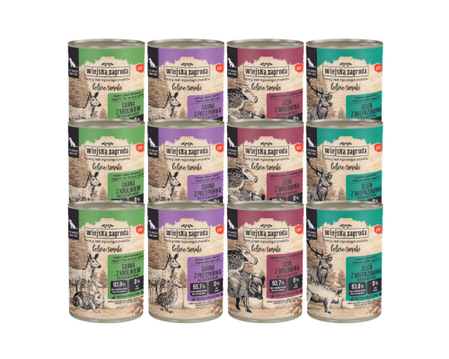 WIEJSKA ZAGRODA karma  mokra dla psa LEŚNE SMAKI 12x400g mix smaków
