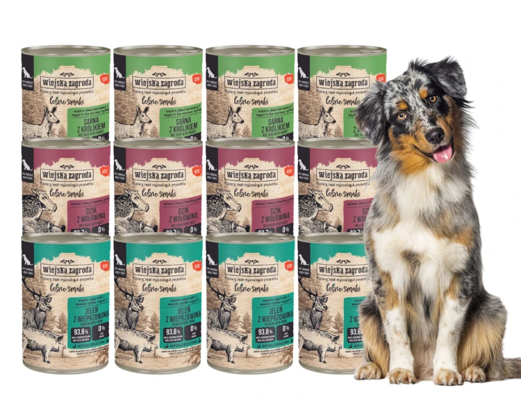 WIEJSKA ZAGRODA karma  mokra dla psa LEŚNE SMAKI 12x400g mix smaków