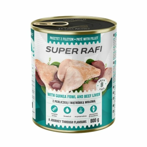 Super Rafi z perliczką i wątróbką wołową mokra karma dla psa 800g