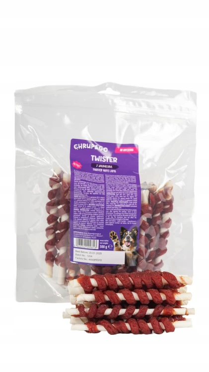 Chrup&Go Przysmak dla psa Twister z jagnięciną 500g Smakołyk
